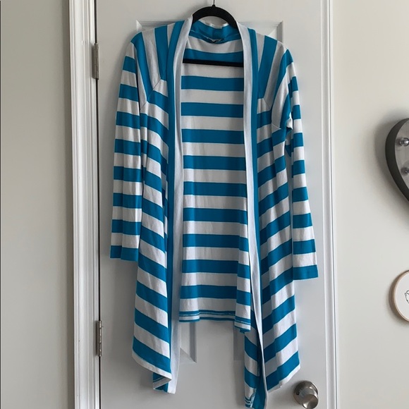 Cozy drape front long striped cardigan - Picture 2 of 6